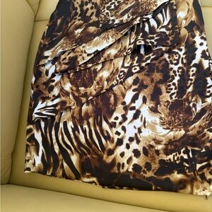 Cache Chocolate Brown Animal print skirt